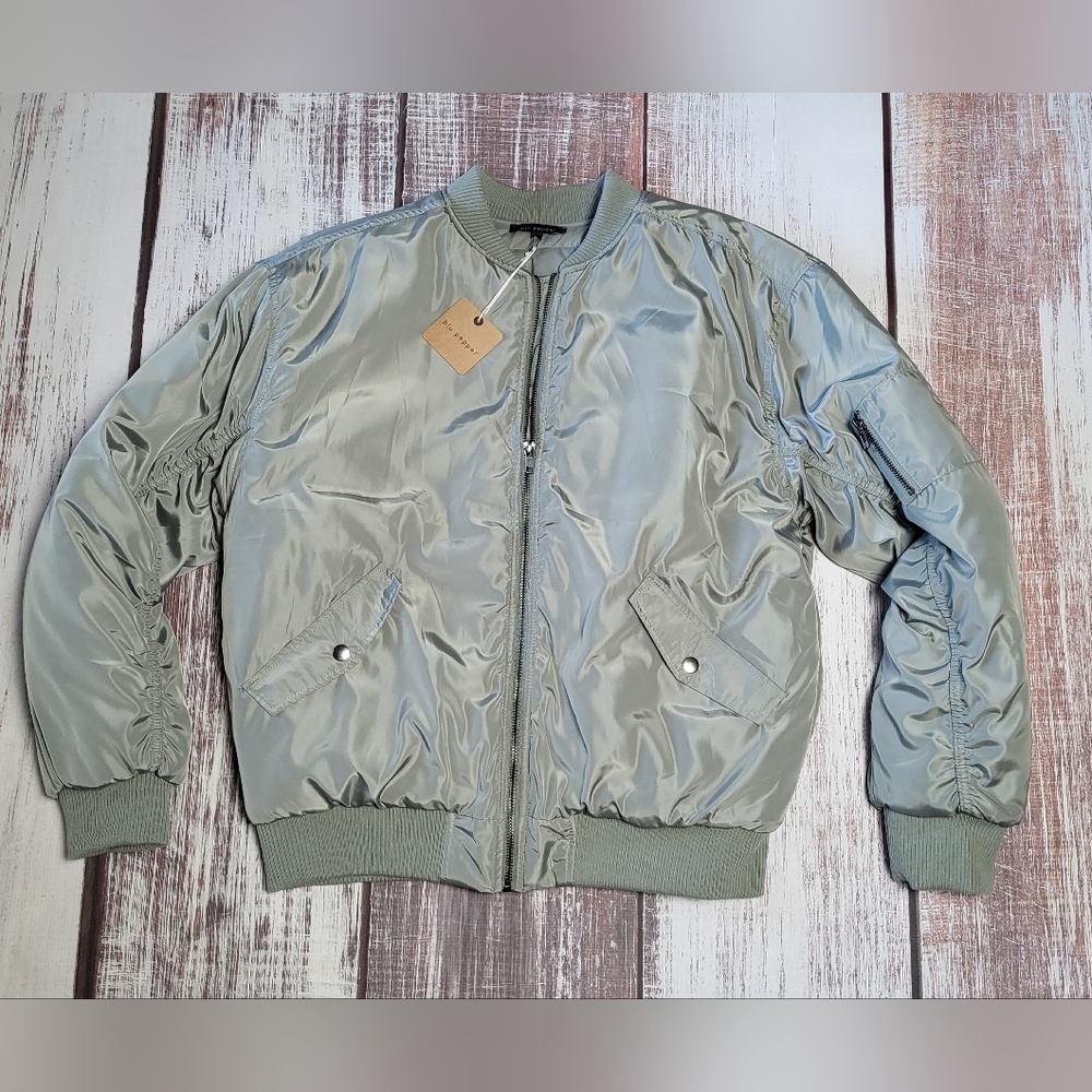 Women’s Bomber Jacket, Large, Blu Pepper, Green. NWT